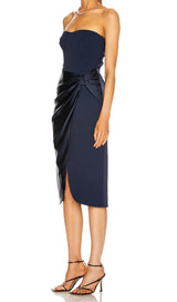 STRAPLESS MIDI DRESS IN BLUE Dresses styleofcb