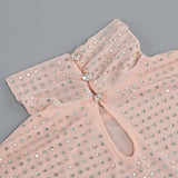 RHINESTONES MESH MINI DRESS IN NUDE DRESS sis label