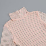 RHINESTONES MESH MINI DRESS IN NUDE DRESS sis label