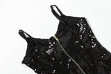 SEQUIN CRYSTAL V NECK MAXI DRESS IN BLACK styleofcb