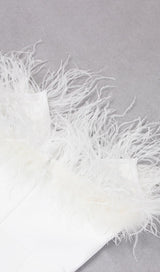 FEATHER BODYCON MAXI DRESS IN WHITE Dresses styleofcb