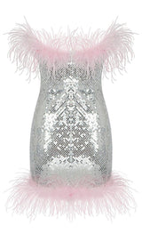 STRAP SILVER SEQUIN FEATHER MINI DRESS Dresses styleofcb