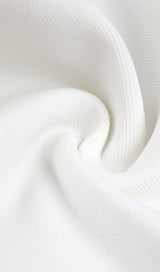 BANDAGE OFF-SHOULDER FEATHER MIDI DRESS IN WHITE styleofcb
