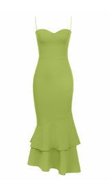 STRAPPY FISHTAIL MAXI DRESS IN GREEN styleofcb