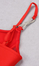 CORSET WIDE-LEGGED TWO-PIECE SUIT IN RED styleofcb