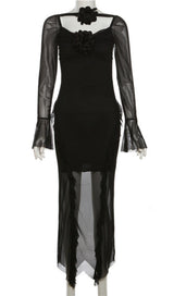 FLOWER RUFFLE MESH DRESS