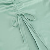 GREEN SATIN SWEETHEART NECK CORSET FRONT SPLIT MAXI DRESS DRESS styleofcb