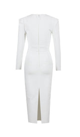 SQUARE SHOULDER CORSET MIDI DRESS IN WHITE styleofcb