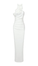 FLOWER SLEEVELESS MAXI DRESS IN WHITE styleofcb