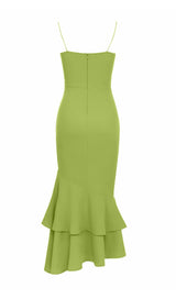 STRAPPY FISHTAIL MAXI DRESS IN GREEN styleofcb