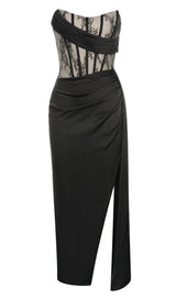STRAPLESS CORSET MIDI DRESS IN BLACK styleofcb