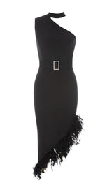 HALTER ONE SHOULDER MIDI DRESS IN BLACK Dresses styleofcb