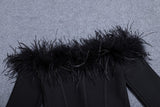FEATHER CORSET MINI DRESS IN BLACK styleofcb