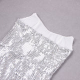 SEQUIN FEATHER MIDI DRESS IN WHITE styleofcb