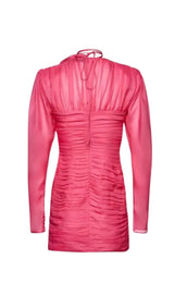 V NECK PINK RUCHED MINI DRESS Dresses styleofcb