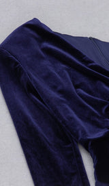 VELVET PLEATED SEQUINED MINI DRESS IN NAVY BLUE Dresses styleofcb