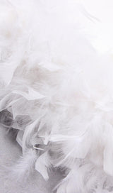 WHITE FEATHER LONG SLEEVE BLAZER MINI DRESS styleofcb