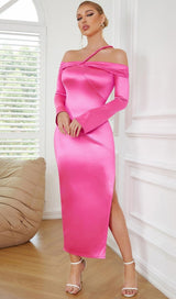 STRAPLESS LONG SLEEVE MIDI DRESS IN ROSE Dresses styleofcb