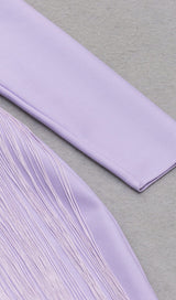 HOLLOWED-OUT SHOULDER FRINGED DRESS IN PURPLE styleofcb