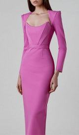 SQUARE SHOULDER CORSET MIDI DRESS styleofcb