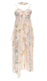 ALLOVER PRINT SPLIT THIGH BACKLESS DRESS DRESS sis label