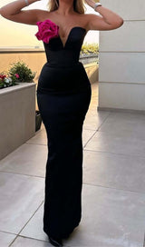 APPLIQUÉD BANDEAU MAXI DRESS IN BLACK DRESS styleofcb