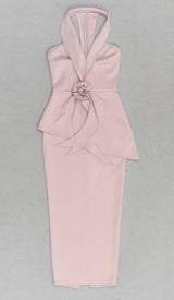 APPLIQUÉD BANDAGE MIDII DRESS IN PALE PINK DRESS STYLE OF CB