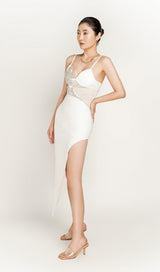ASYMMETRIC CRYSTAL FLOWER DRESS IN BLACK Dresses styleofcb