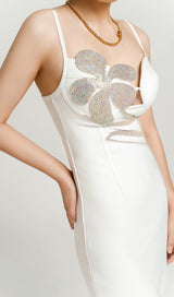 ASYMMETRIC CRYSTAL FLOWER DRESS IN BLACK Dresses styleofcb