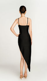 ASYMMETRIC CRYSTAL FLOWER DRESS IN BLACK Dresses styleofcb