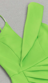 ASYMMETRIC SHOULDER MIDI DRESS IN GREEN DRESS STYLE OF CB