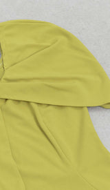 ASYMMETRICAL NECK RUFFLE MINI DRESS IN GREEN DRESS STYLE OF CB