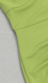 ASYMMETRICAL NECK SPLIT THIGH MIDI DRESS IN GREEN styleofcb