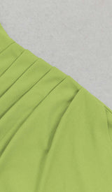ASYMMETRICAL NECK SPLIT THIGH MIDI DRESS IN GREEN styleofcb