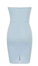 BANDEAU BODYCON MIDI DRESS IN BLUE DRESS STYLE OF CB