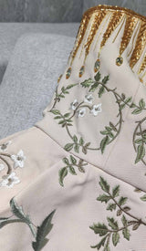 BANDEAU PRINTED JUNGLE MIDI DRESS IN BEIGE DRESS STYLE OF CB
