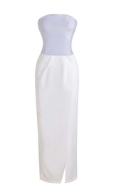 BANDEAU WAIST-TIGHTENING MAXI DRESS IN WHITE STYLE OF CB