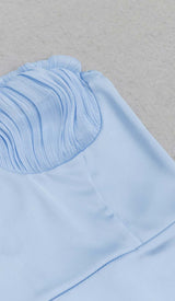 BANDEAU SATIN SLIT MIDI DRESS IN SKY BLUE DRESS STYLE OF CB