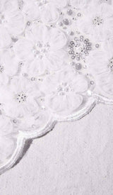 BEADED SEQUIN BANDEAU MINI DRESS IN WHITE styleofcb