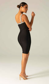 BLACK CRYSTAL STRAPS CROSET DRESS styleofcb