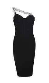 BLACK CRYSTAL STRAPS CROSET DRESS styleofcb XS BLACK