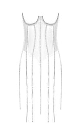 BLACK CRYSTAL TASSELS CORSET Shirts & Tops styleofcb 34B/75 WHITE