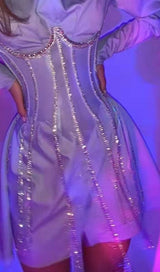 BLACK CRYSTAL TASSELS CORSET Shirts & Tops styleofcb