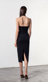 BLACK HALTER MIDI DRESS Dresses styleofcb