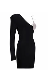 BLACK ONE SHOULDER CRYSTAL MINI DRESS Dresses styleofcb