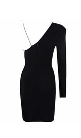 BLACK ONE SHOULDER CRYSTAL MINI DRESS Dresses styleofcb