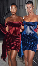 BLUE VELVET CORSET MINI DRESS styleofcb
