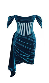 BLUE VELVET CORSET MINI DRESS styleofcb XS BLUE