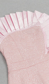 BODYCON RUFFLE DETAIL MIDI DRESS IN PINK DRESS STYLE OF CB