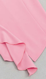 BODYCON RUFFLE MIDI DRESS IN PINK styleofcb